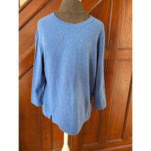 Pure Collection Womens Blue 100% Cashmere Textured Knit Sweater Size M